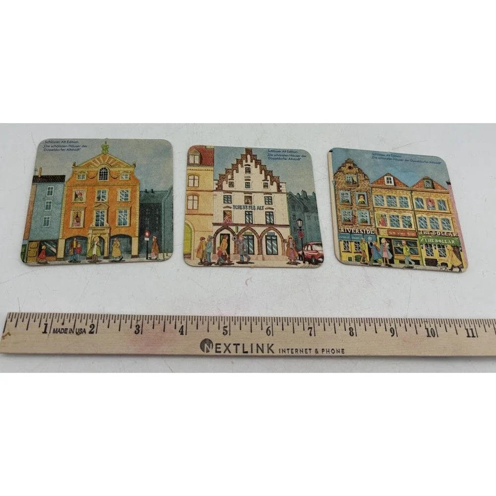 Vintage Schlosser Alt Beer Coasters Dusseldorf Germany Altstadt Buildings Lot 3